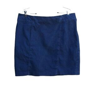 New York & Company Skirt Mini Jean Paneled‎ Cotton Stretch Dark Wash Sz 18